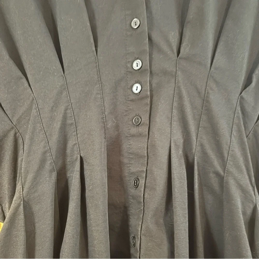 Anthropologie Exquise Tobie Mini Shirt Dress Black Pintuck Poplin XL - Picture 2 of 7